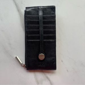 Hobo black leather card case wallet